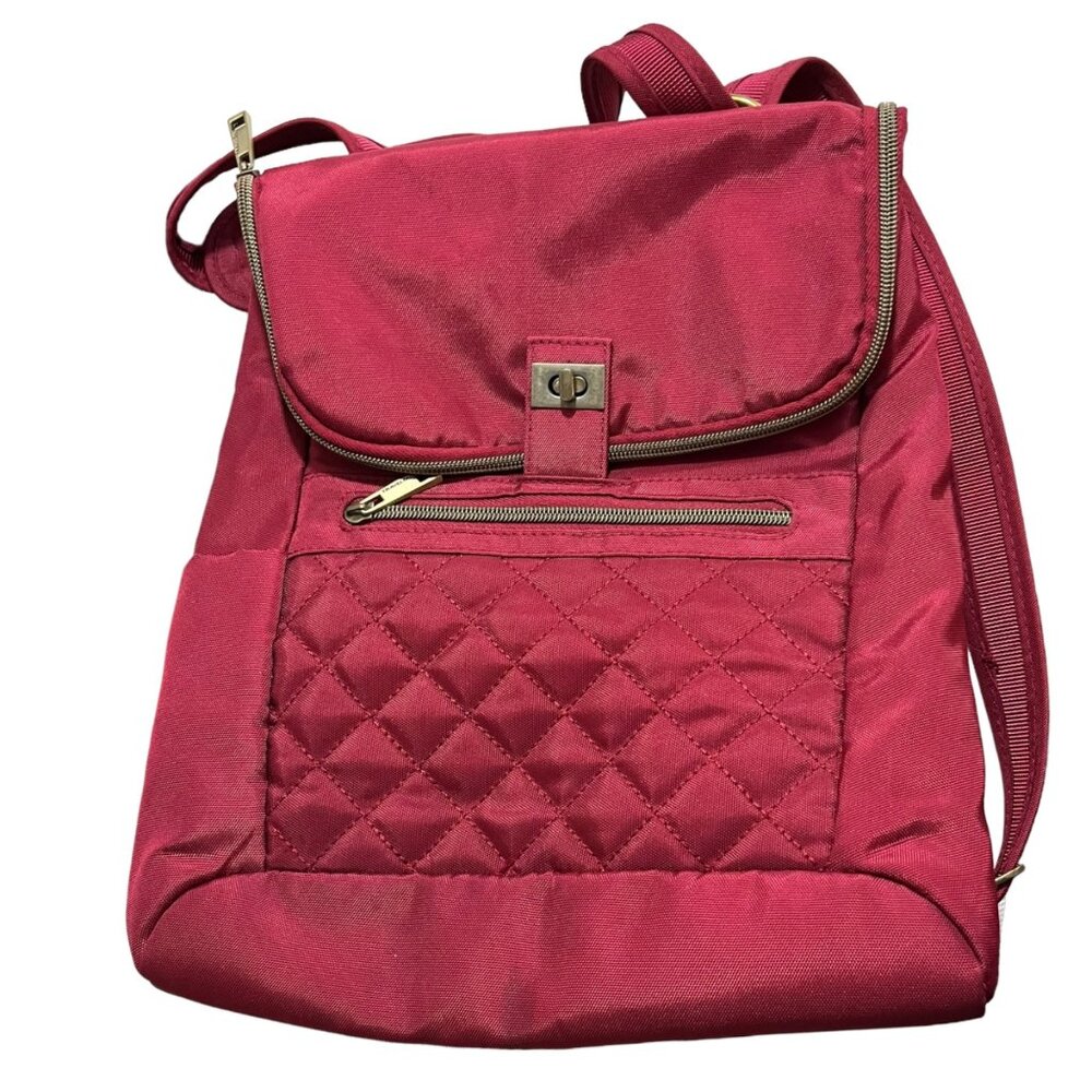 Travelon red backpack convertible purse antitheft - like new condition!